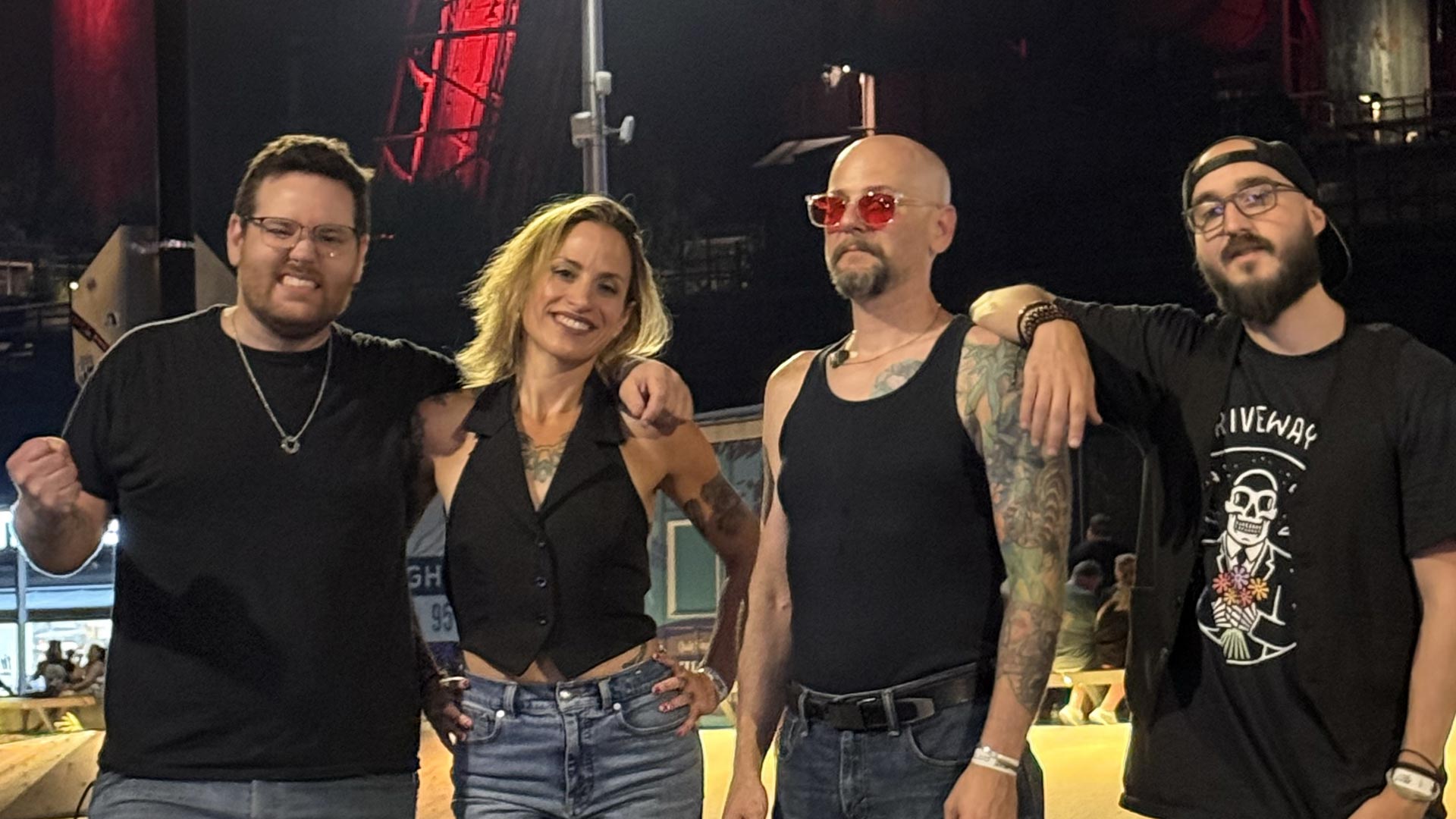 Bellwether Ritual Musikfest 2025 Photos. Steve, Hilary, Mike and Brenton standing in front of the Steelstacks.