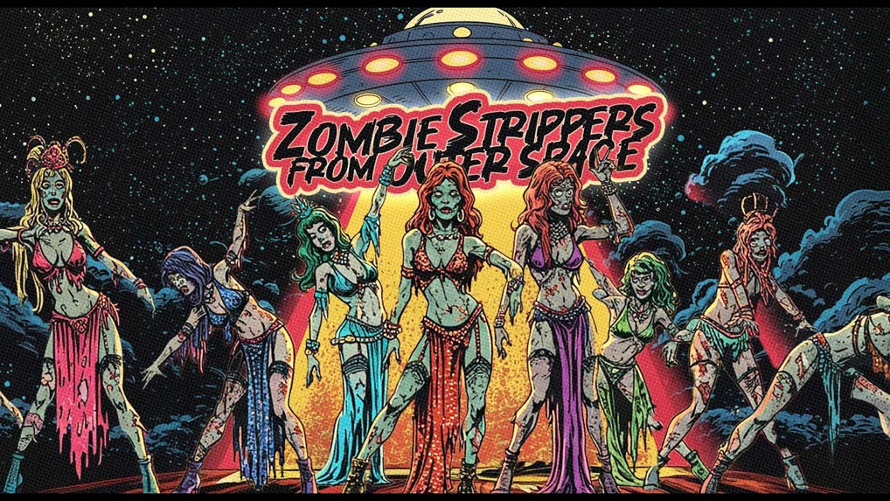 Zombie Strippers from Outer Space full cover lyric video thumbnail